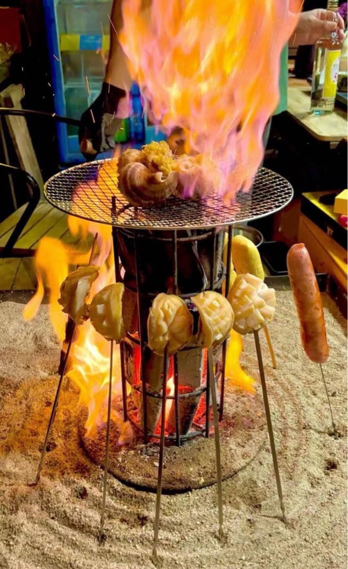 Amazon.co.jp: 原始焼きスタンド 炉端焼き 五徳 魚焼き 枠囲炉裏 火鉢