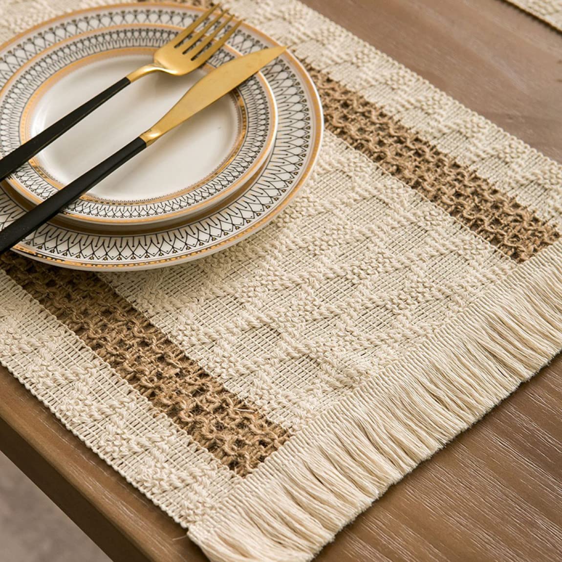 テーブルランナー／亜麻(手紡ぎ)・木綿 テーブルランナー／亜麻(手紡ぎ