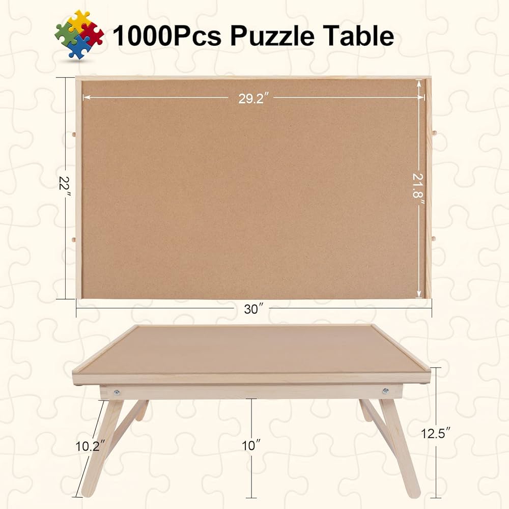 1000 Piece Wooden Folding Puzzle Table with Legs, 22