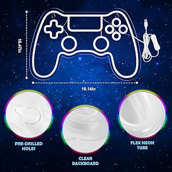 Amazon.co.jp: Kavaas ゲーマーネオンサイン、ゲームコントローラーLED