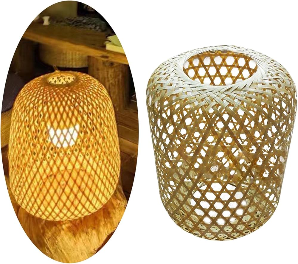Amazon.co.jp: Generic 素朴な織り竹ランプ シェード天井照明器具