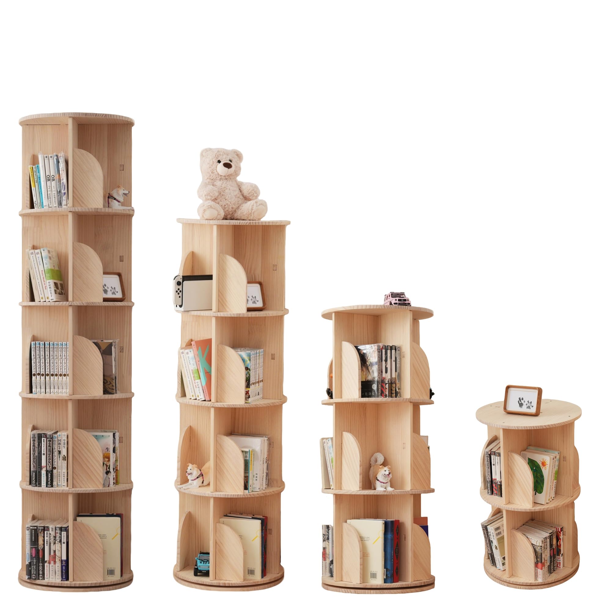 Amazon.co.jp: BEFSFW 回転式本棚 大容量 2-5段 絵本棚 子供 漫画