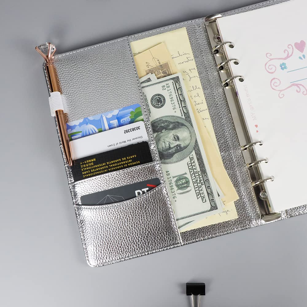 Amazon | A5 バジェットバインダー シルバーPUレザーバインダーカバー