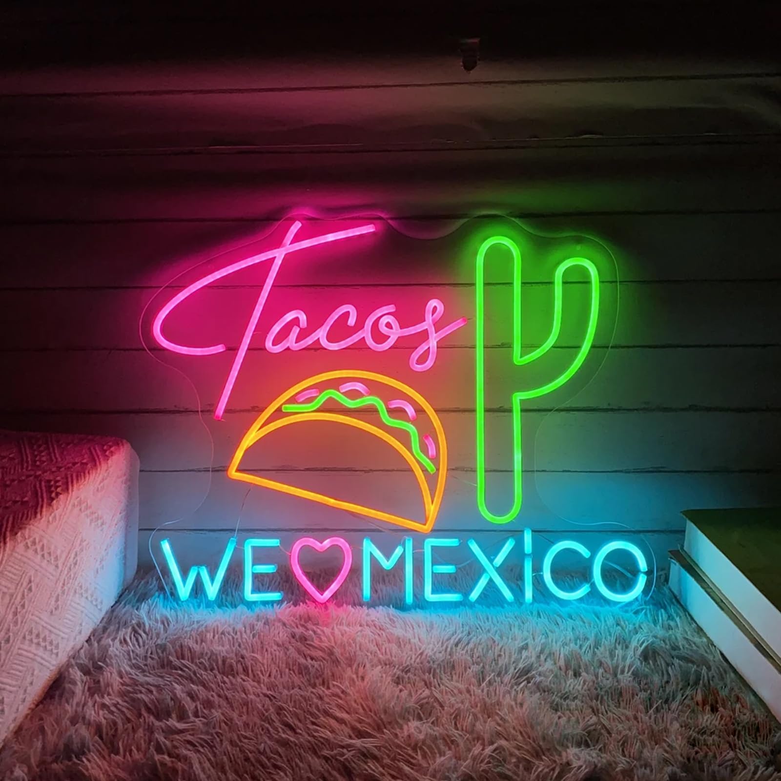Tacos We Love Mexico Neon Sign LED Mexican Restaurant Wall Art