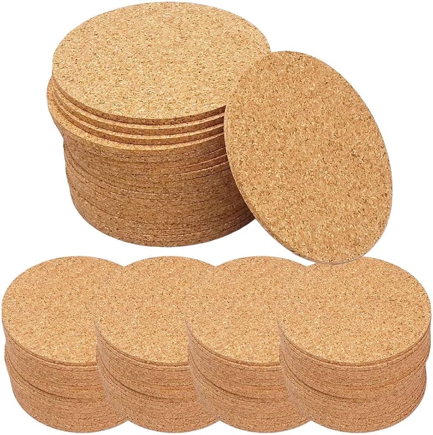 Amazon｜XRICH コルクコースター 【100枚入り】(直径90㎜ 厚さ3㎜) 丸