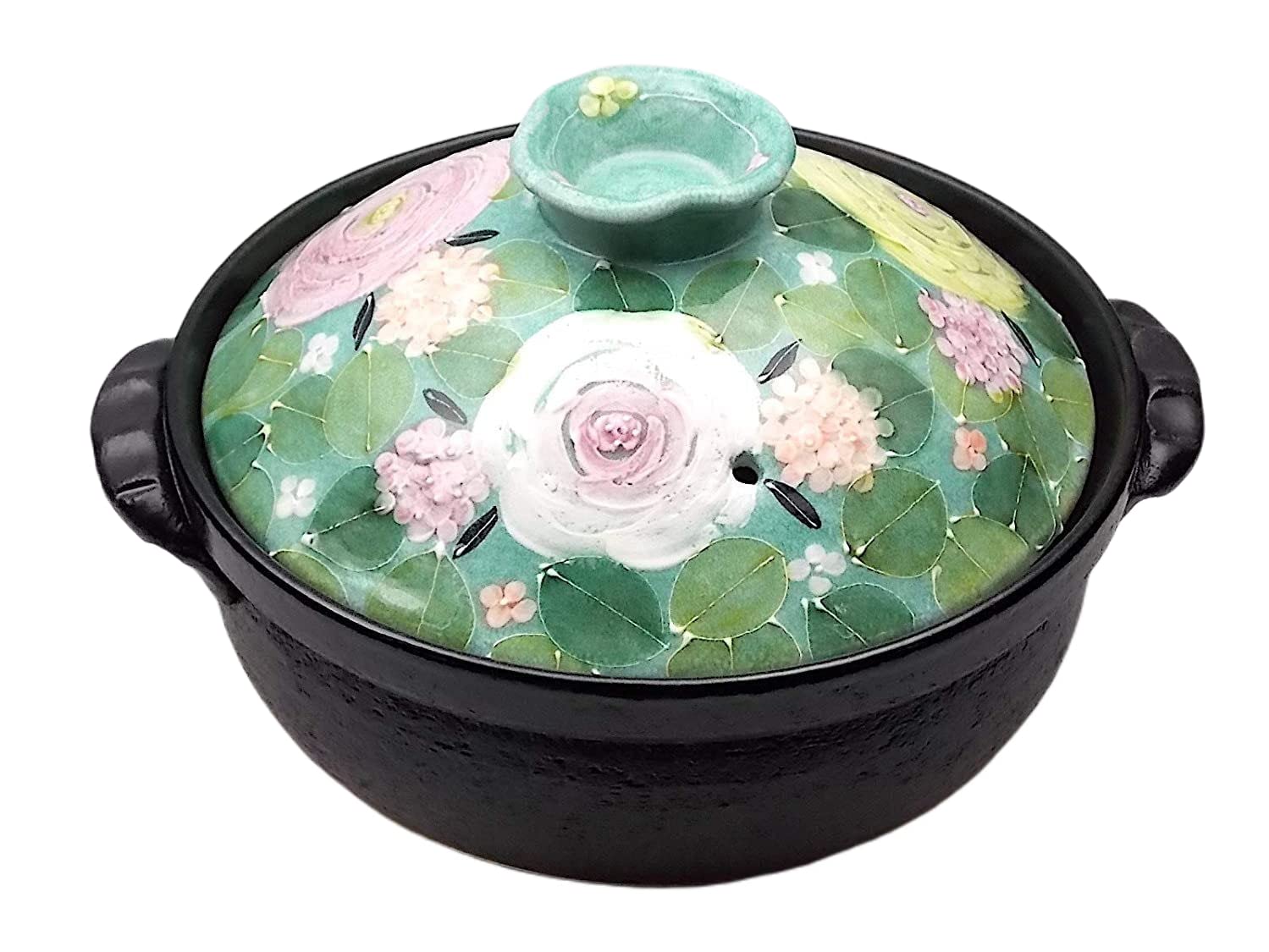 Amazon | 工房ゆずりは 緑彩ローズ IH対応6号土鍋（1人～2人