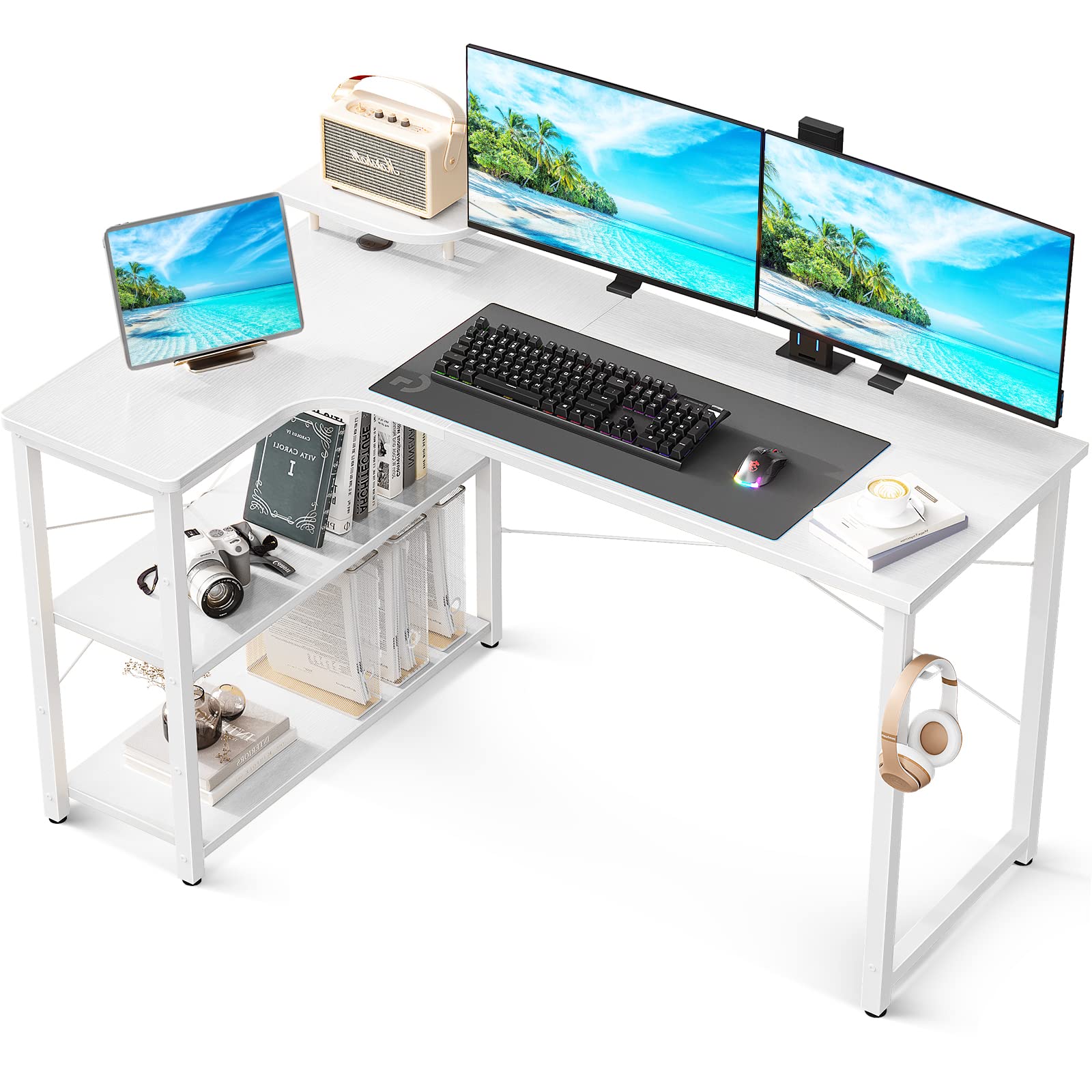 Amazon | ODK パソコンデスク L字 ゲーミングデスク 幅130 L字デスク