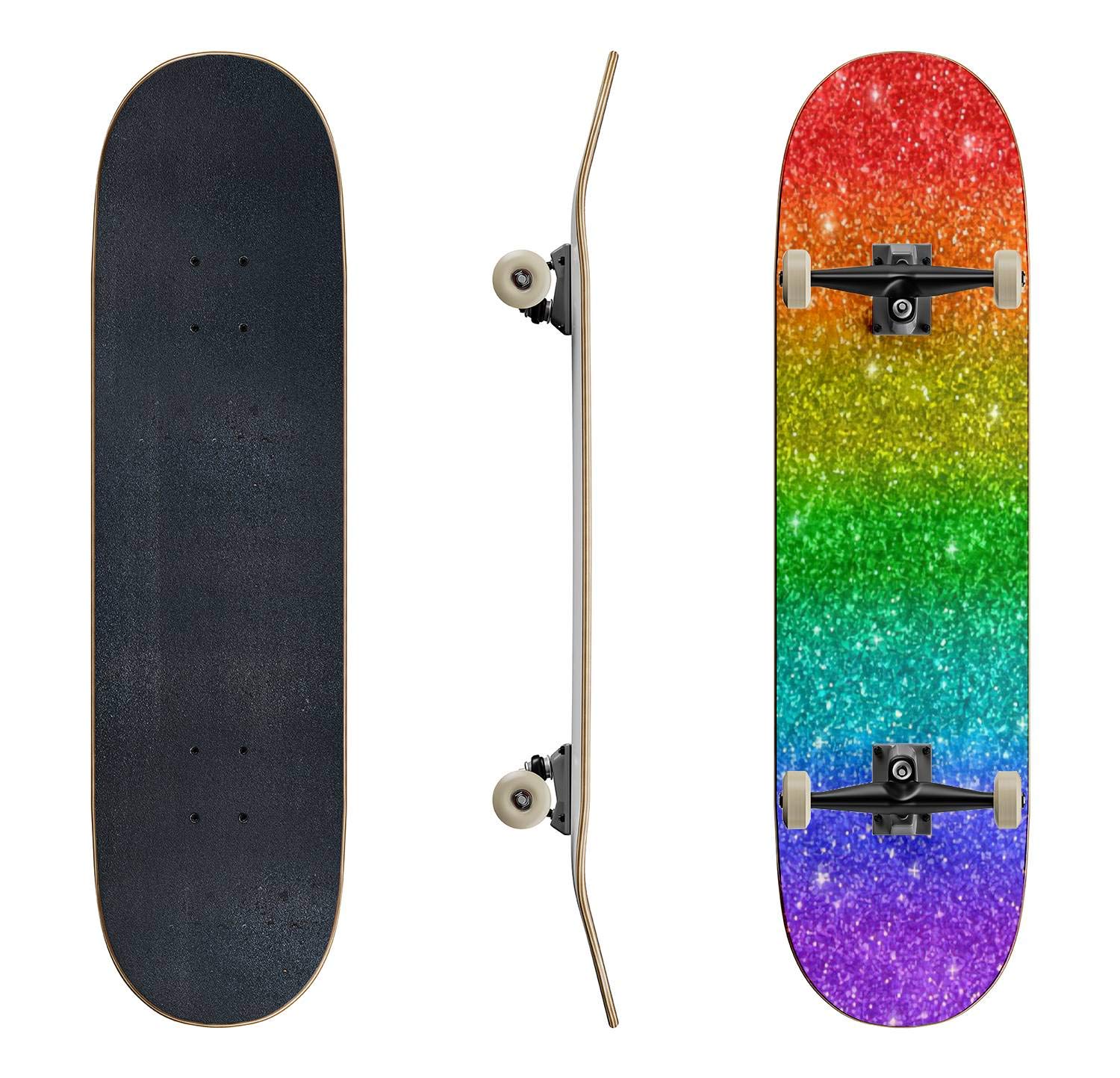 EFTOWEL Skateboards Rainbow Glitter Texture Glitter Background