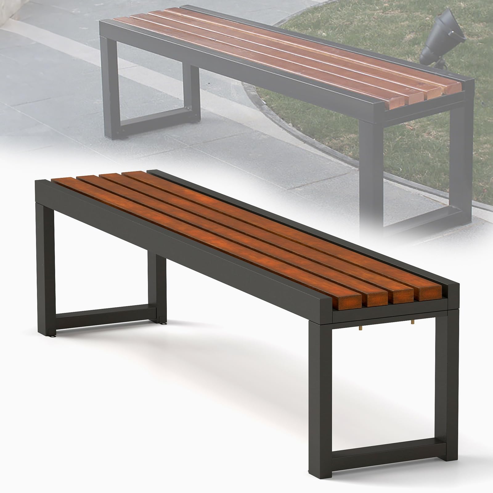 Amazon.co.jp: ASQUAR ガーデンベンチ 屋外用 木製ベンチ 120cm 耐荷重