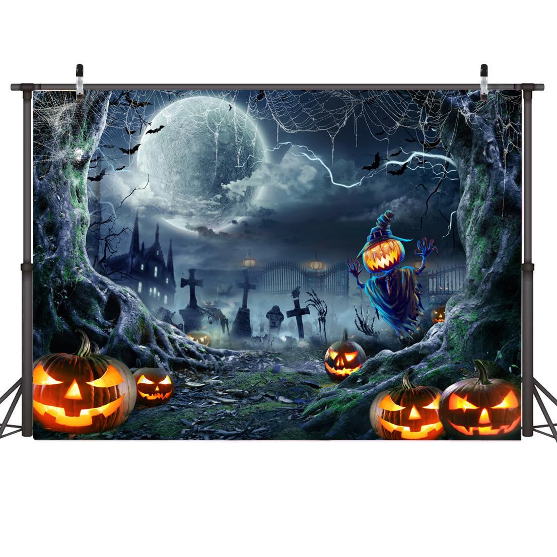 Amazon | AIIKES 7 x 5フィート ハロウィン背景 写真撮影用 ホラー 月