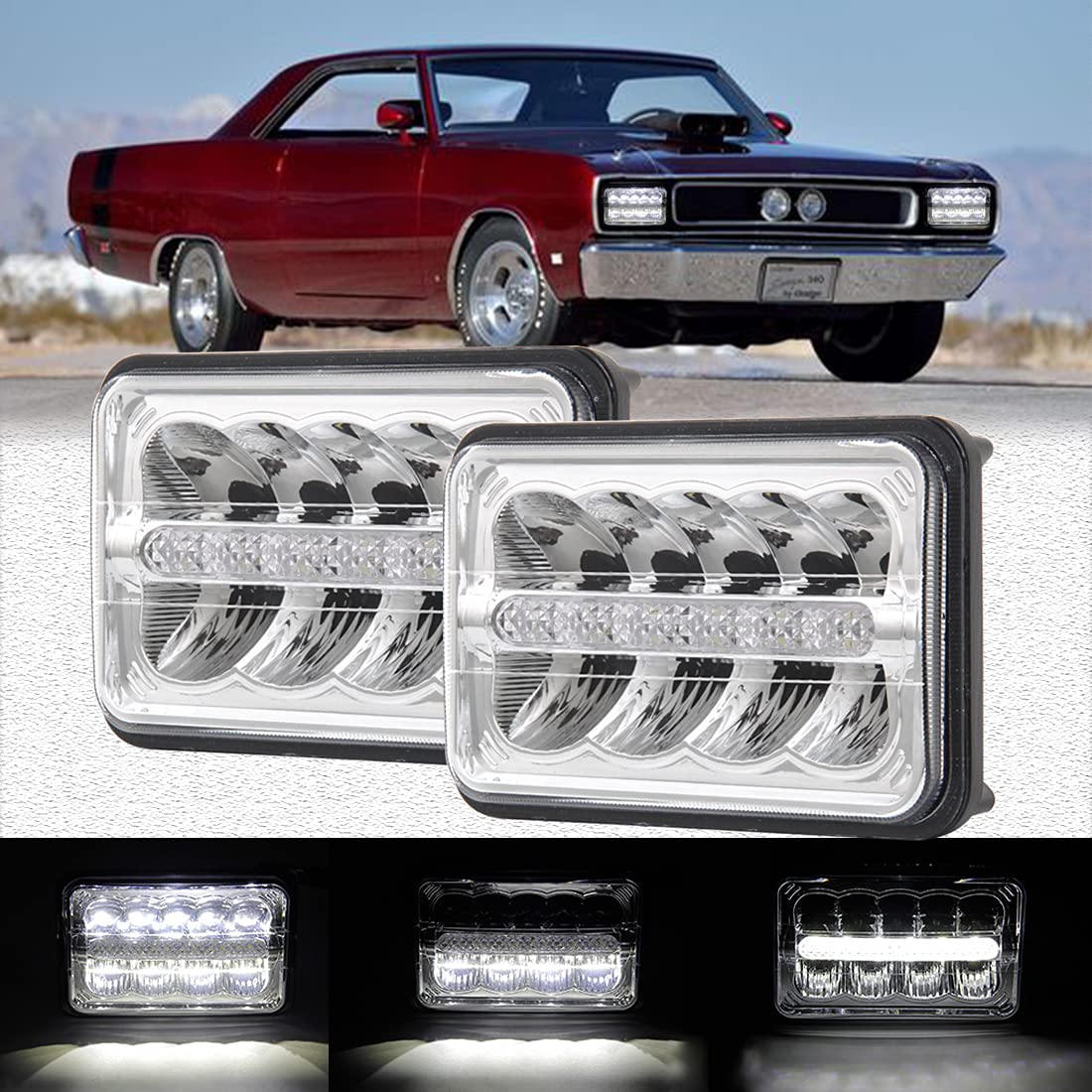 Amazon | VOSICKY(ボスキー) 4X6インチ トラック 角 4 灯式 Hi/Lo