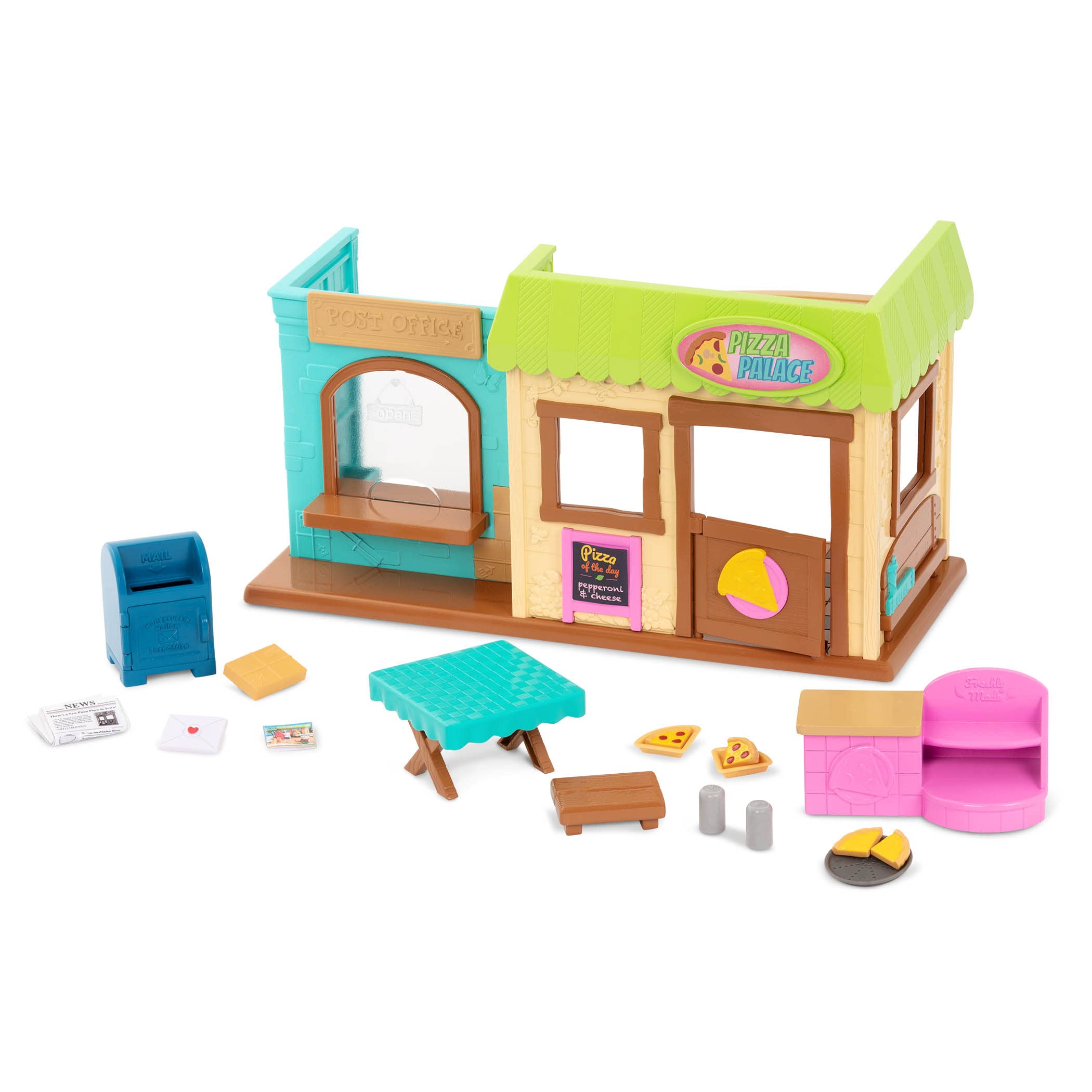Amazon.com: Li'l Woodzeez – Post 'n Pizza Shop Dollhouse Playset