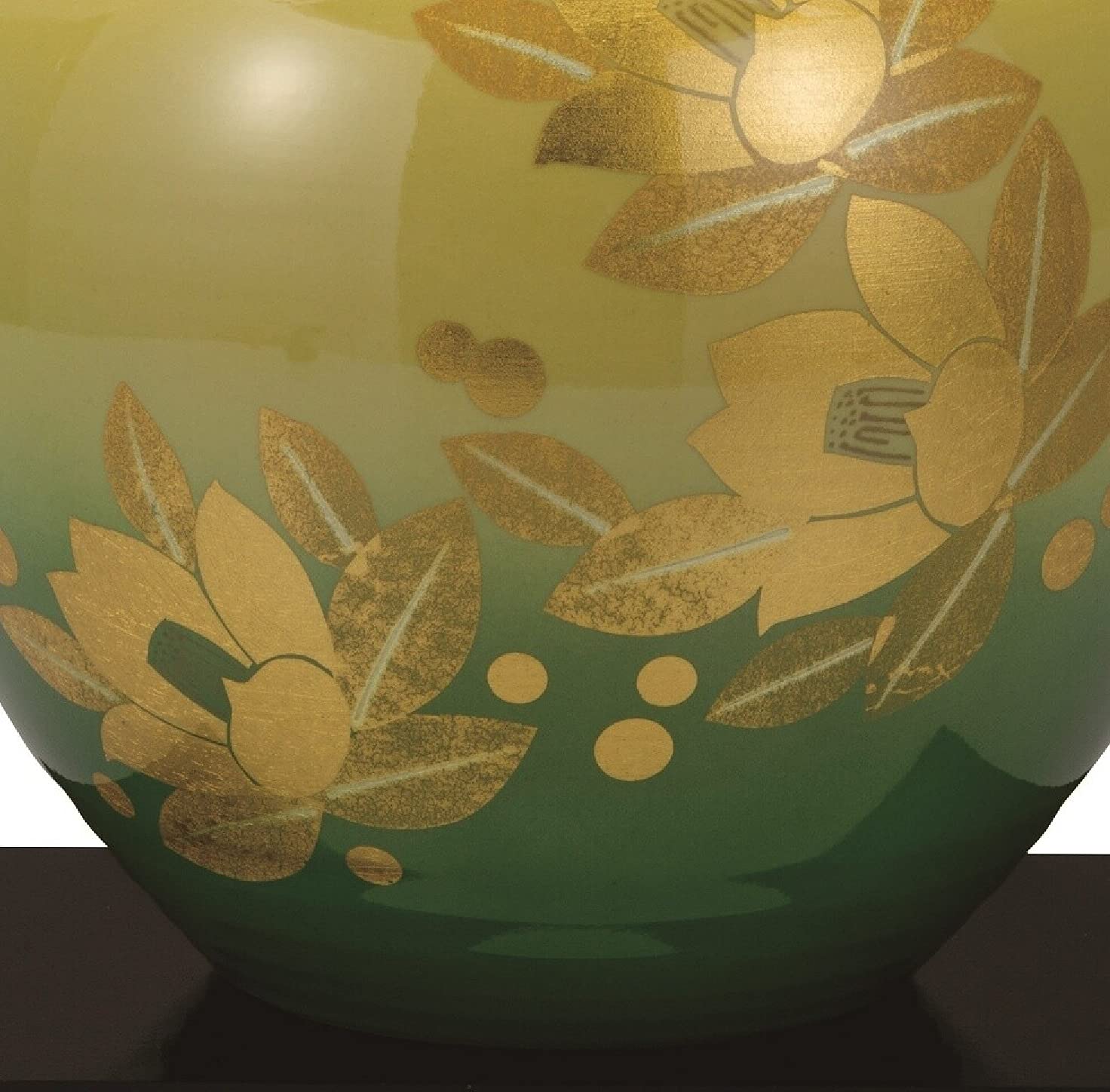 Amazon.co.jp: 九谷焼 8号 花瓶 釉裏金箔彩山茶花 台付 ［山田登陽志