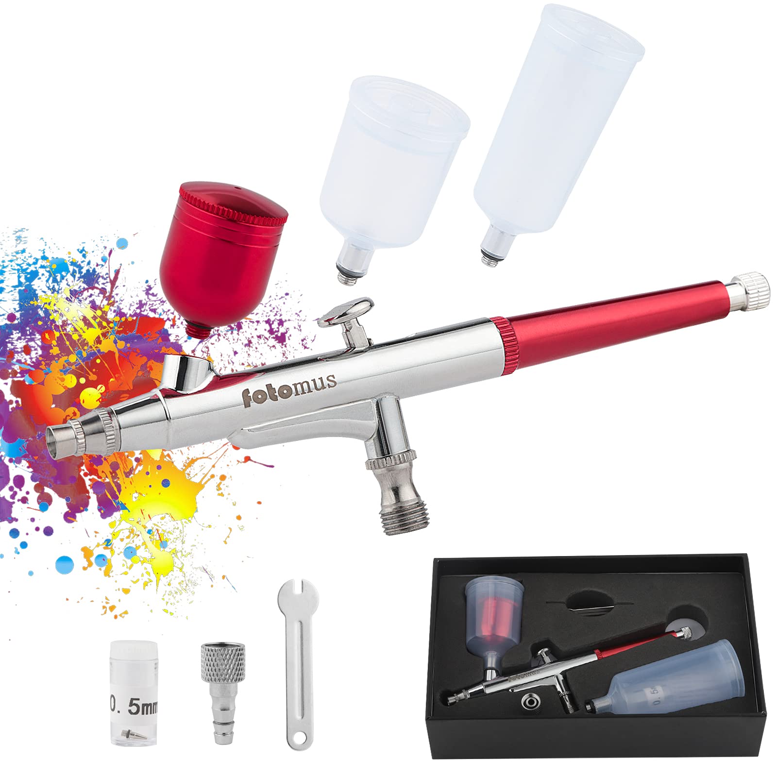 Amazon.co.jp: 【3種塗料カップ】エアブラシ 0.5mm大口径 ダブル