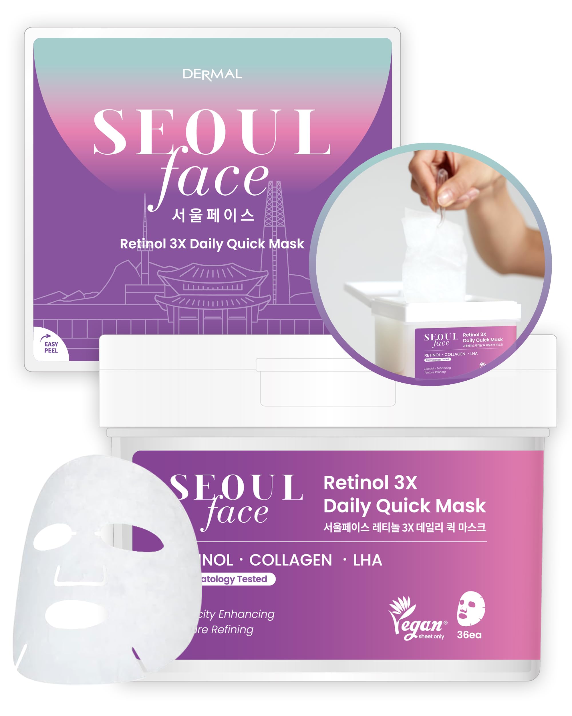 Amazon.com : DERMAL Seoul Face Retinol + LHA Daily Quick Sheet