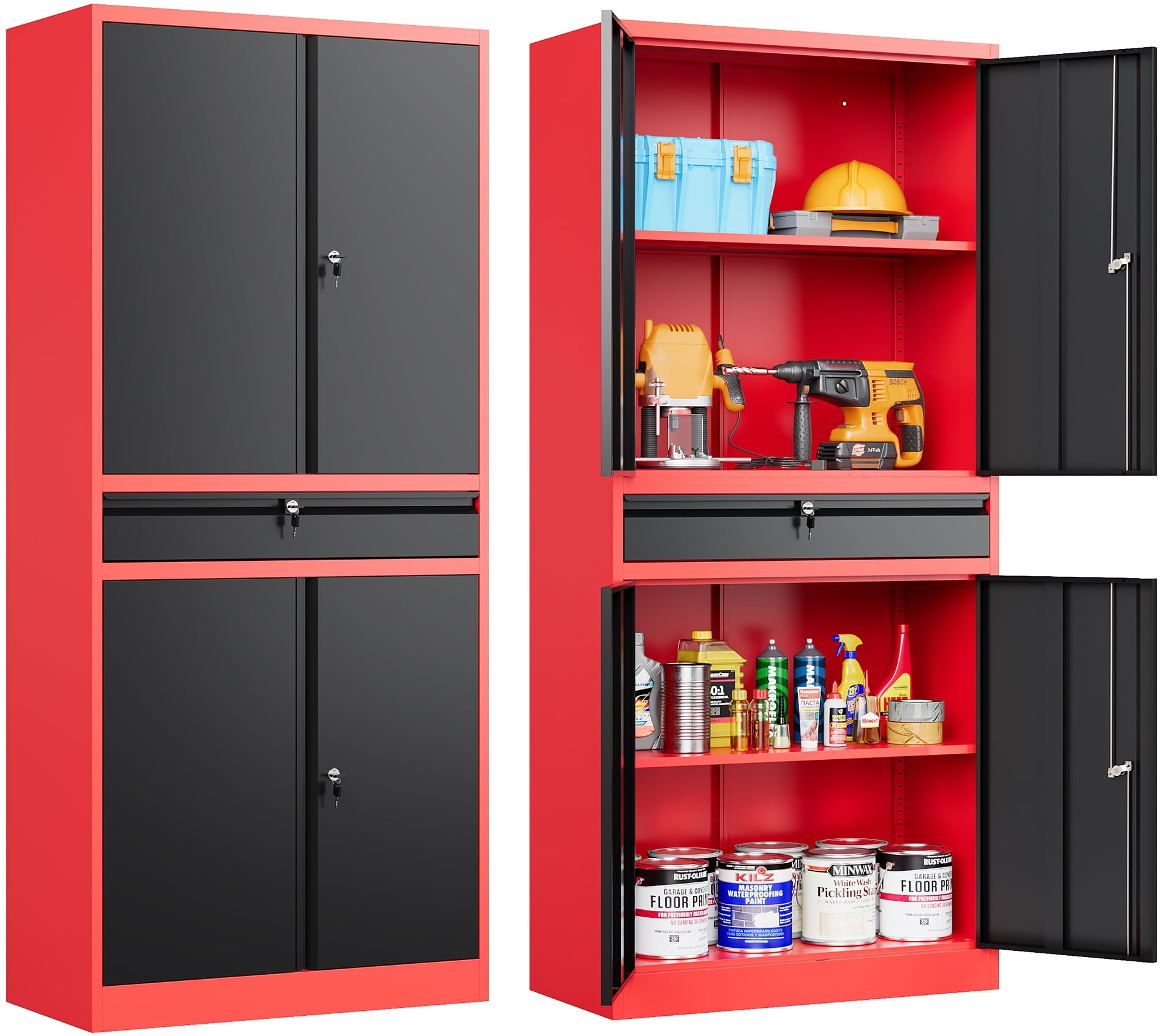 Amazon.com: SISESOL Metal Storage Cabinet with Drawer and Lock