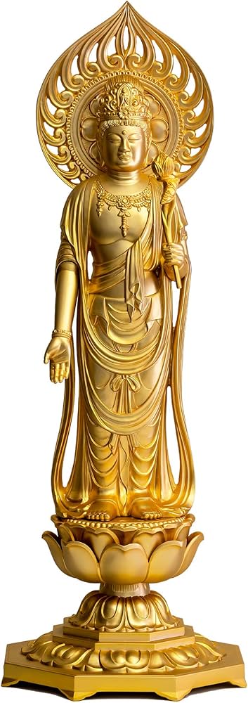 Amazon｜仏像 聖観音菩薩 36cm（金メッキ/24金） 仏師：牧田秀雲 原型