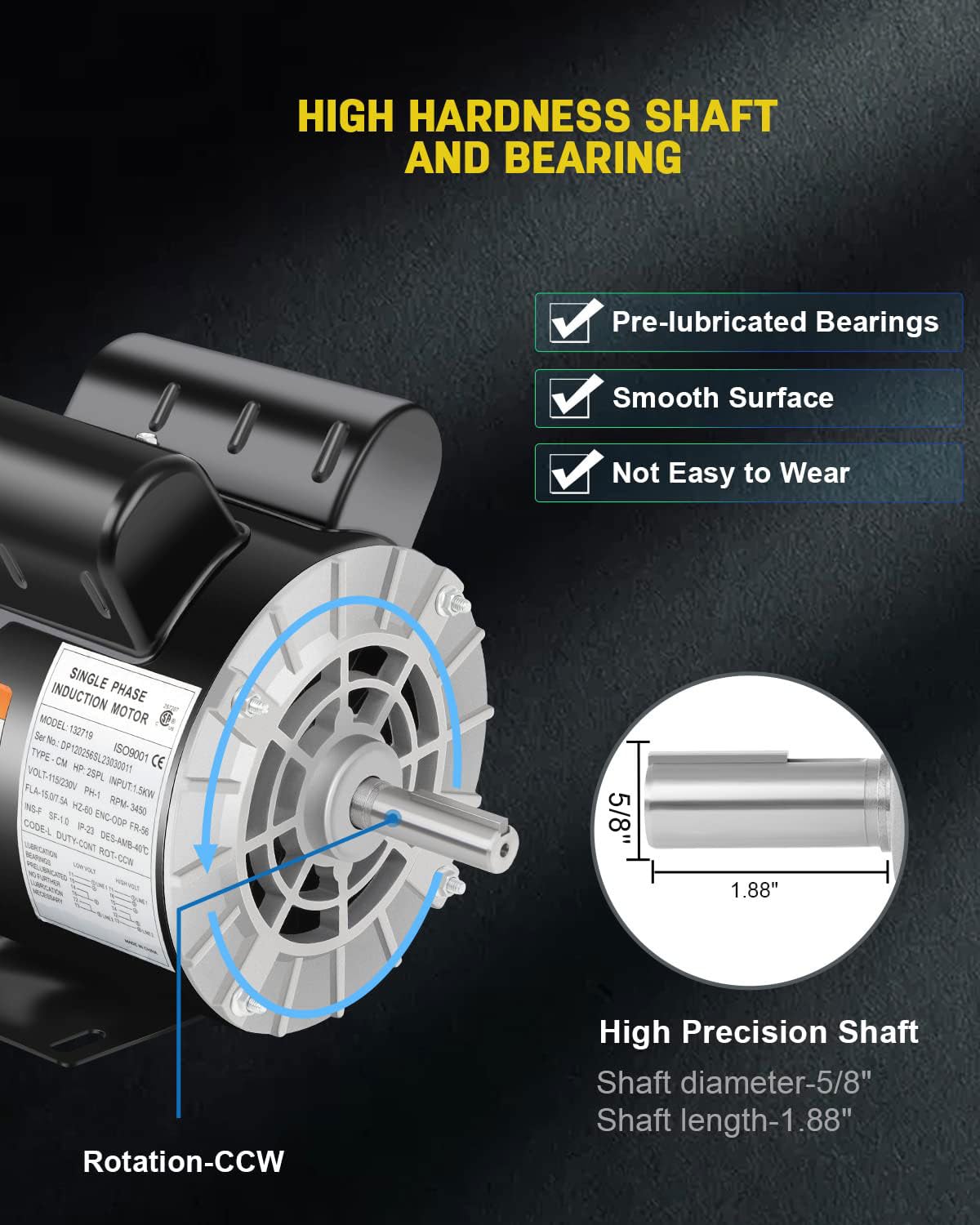 Amazon | エアコンプレッサーモーター、2 HP SPL 3450 RPM電動モーター