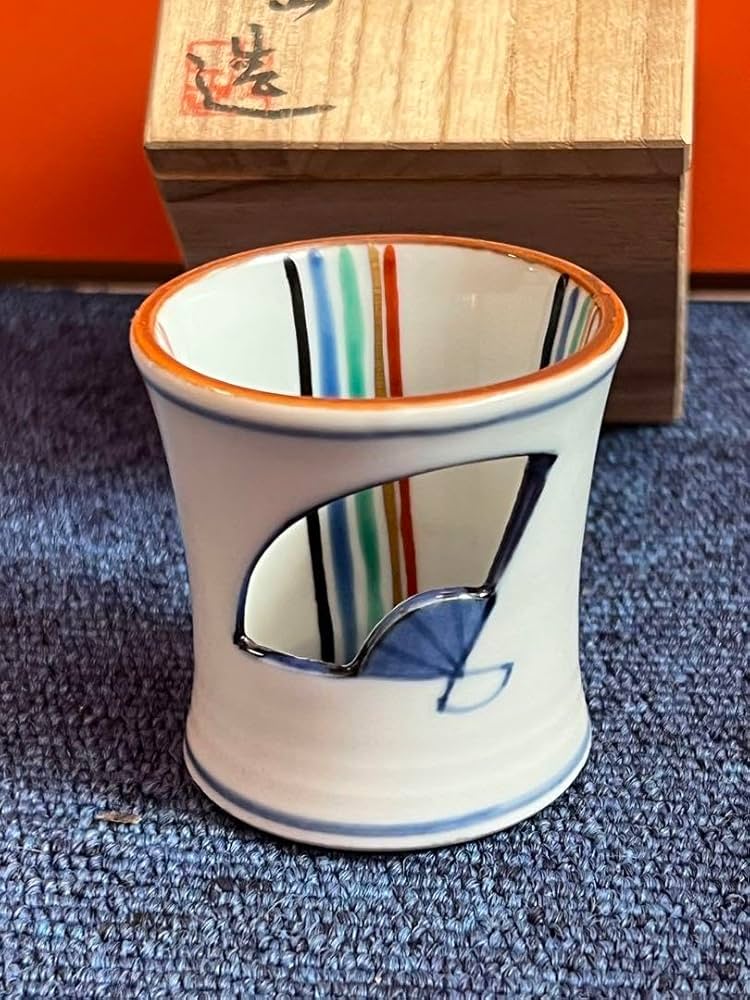 Amazon.co.jp: 1429 橋本龍岳 扇面 色絵末広透し蓋置 共箱 茶道具