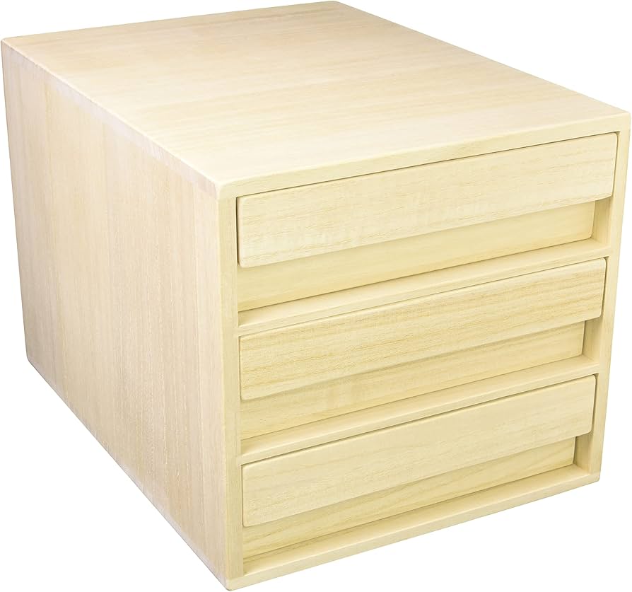 Amazon.co.jp: 増田桐箱店 桐 引き出し 3段 A4サイズ 書類 小物入れ PC