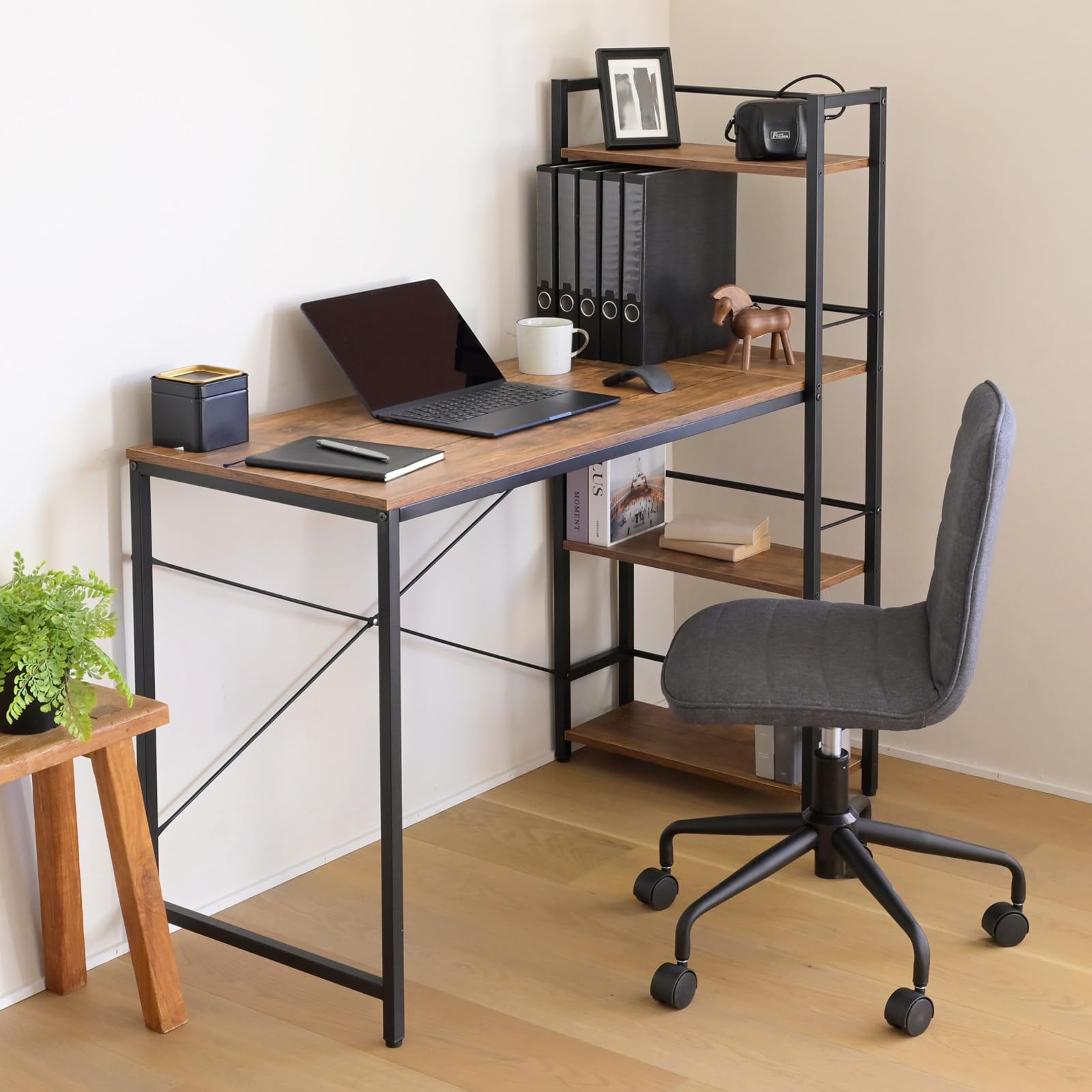 Amazon.co.jp: 山善(YAMAZEN) ラック付きデスク (棚は左右付け替え可