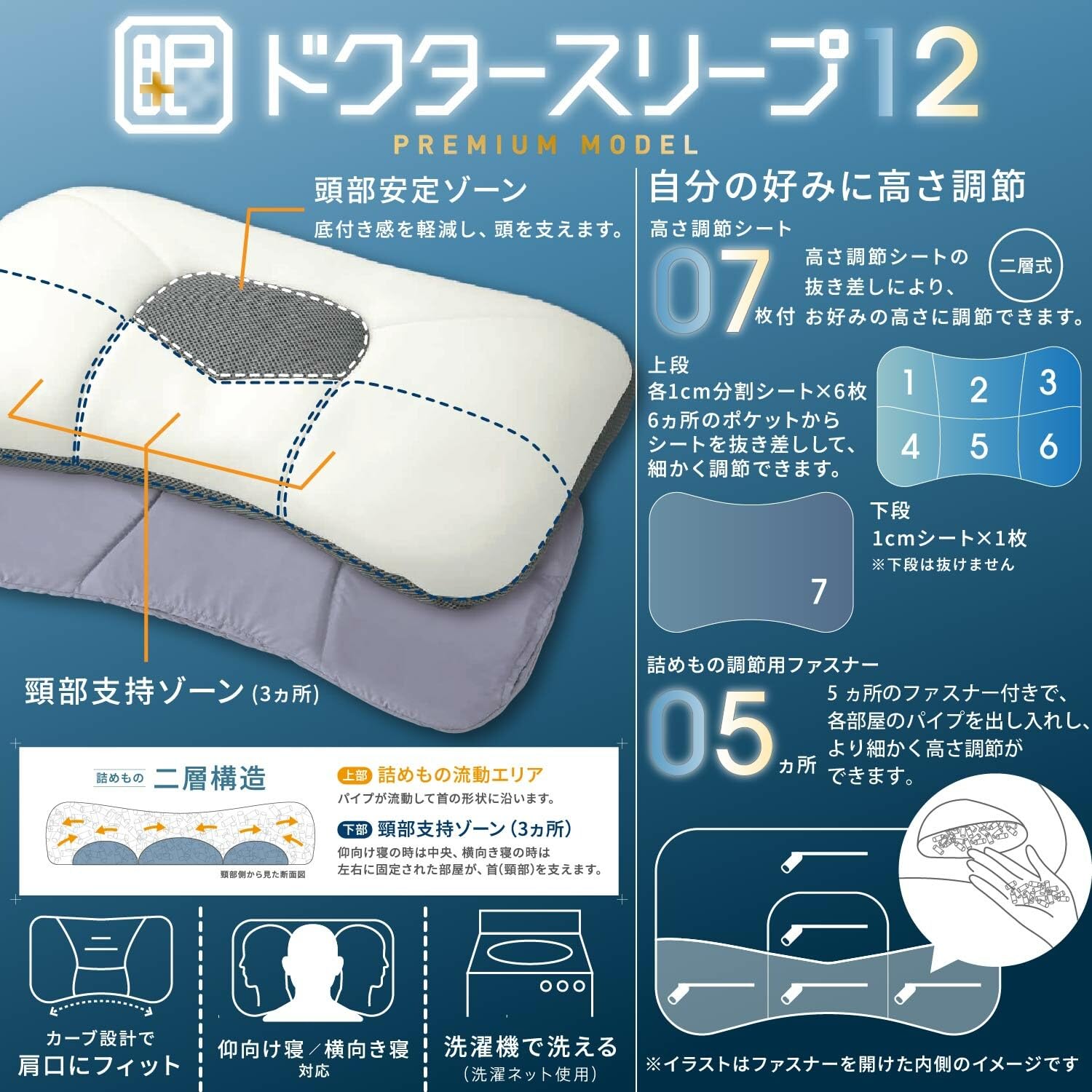 Amazon｜西川 ドクタースリープ枕 ピロー 整形外科医推奨 高さ調整可能