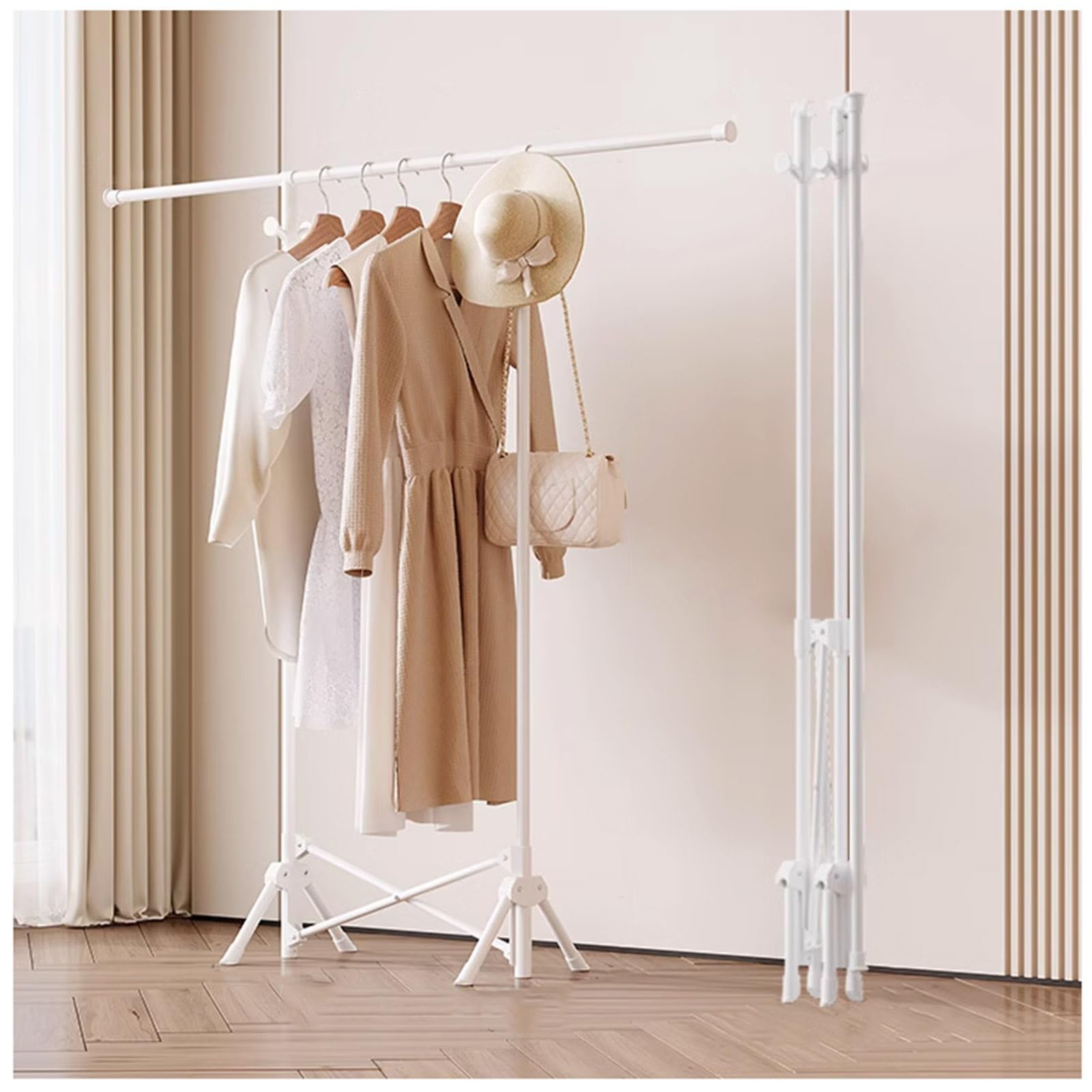 Amazon｜折りたたみ式 ハンガーラック シングルハンガー 頑丈 衣類収納