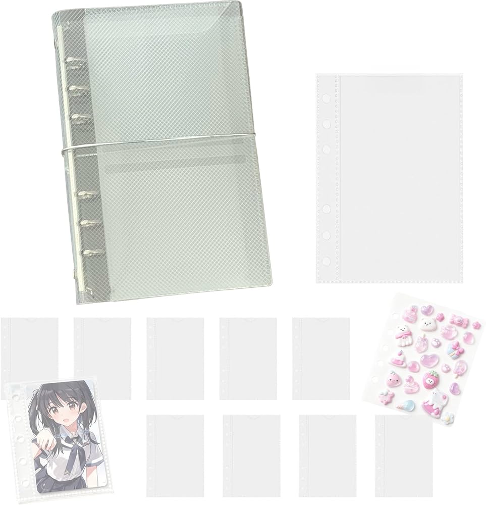 Amazon | Alpha Depot シール帳ミニバインダー 透明クリア 女の子向け