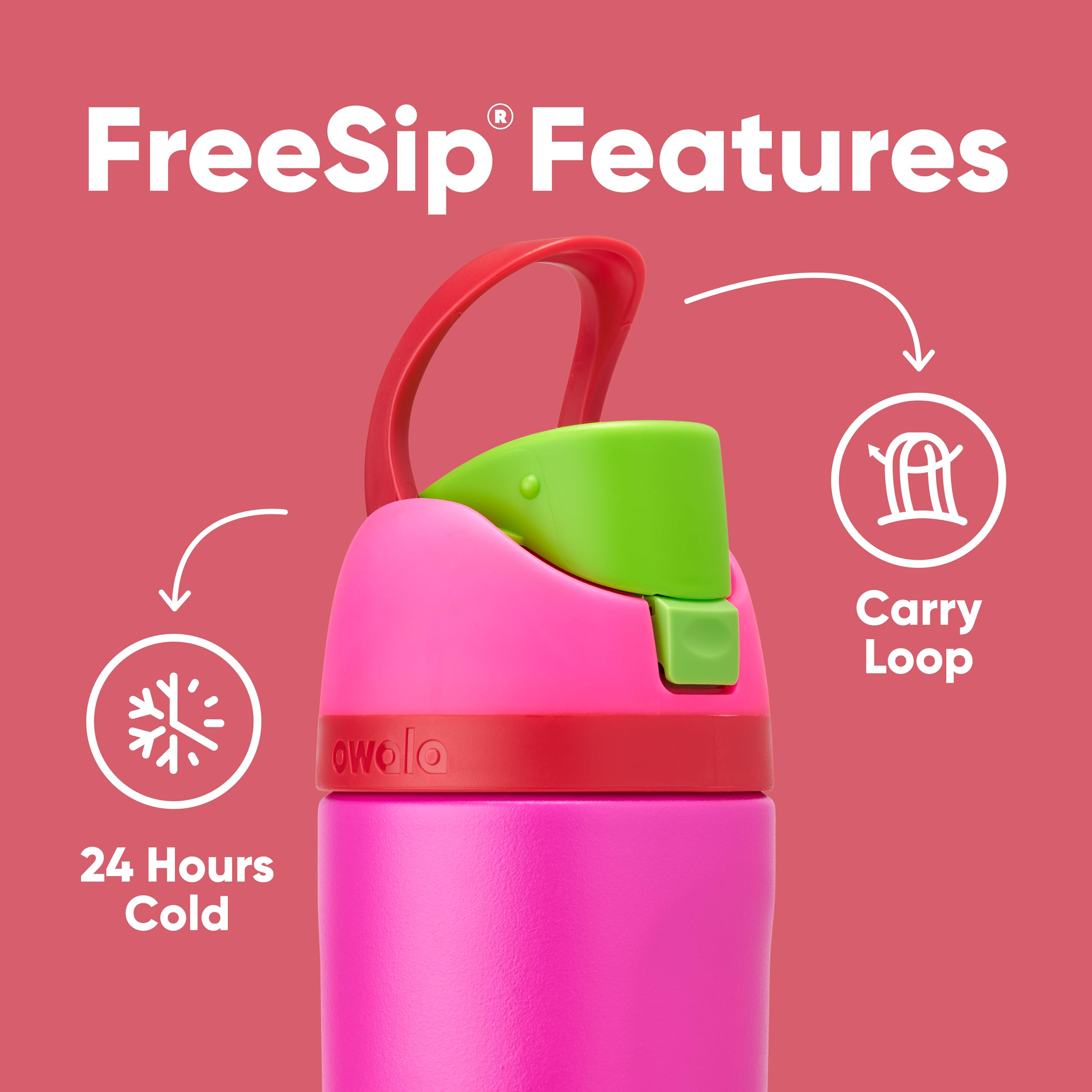 Amazon｜Owala Kids FreeSip Insulated Stainless Steel Water Bottle