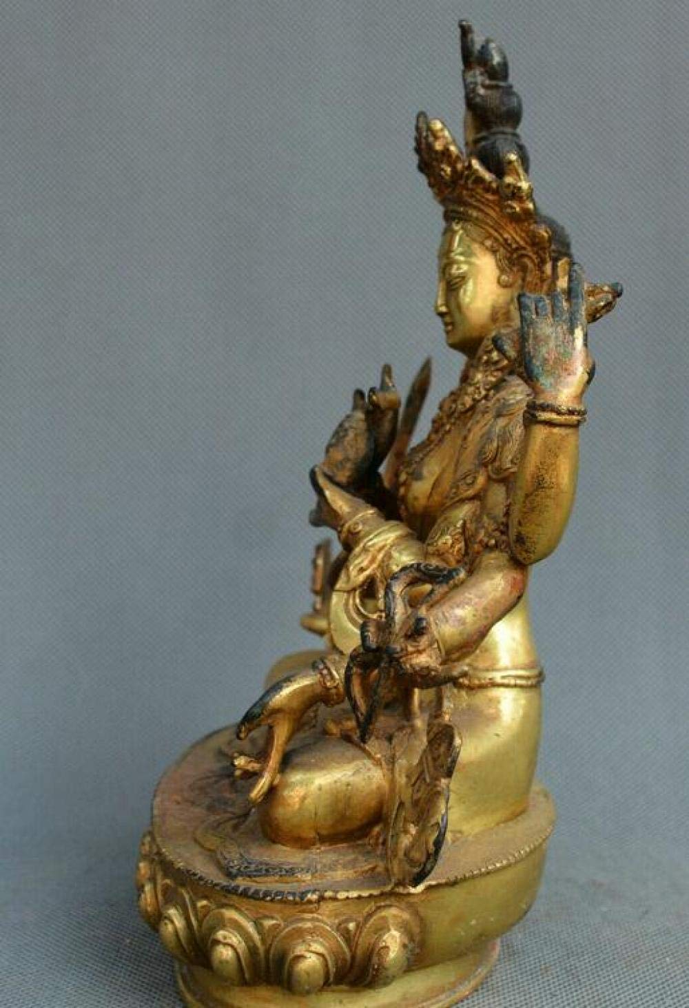 Amazon｜頭の彫刻像 チベット仏教ギルドブロンズ8本腕観音菩薩女神像