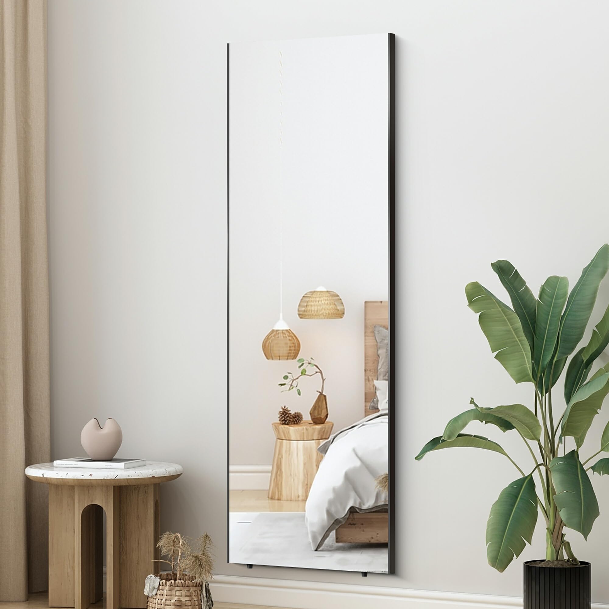 割れない鏡 姿見 全身鏡 フィルムミラー 壁掛け鏡 幅80cm 白 2296 割れ