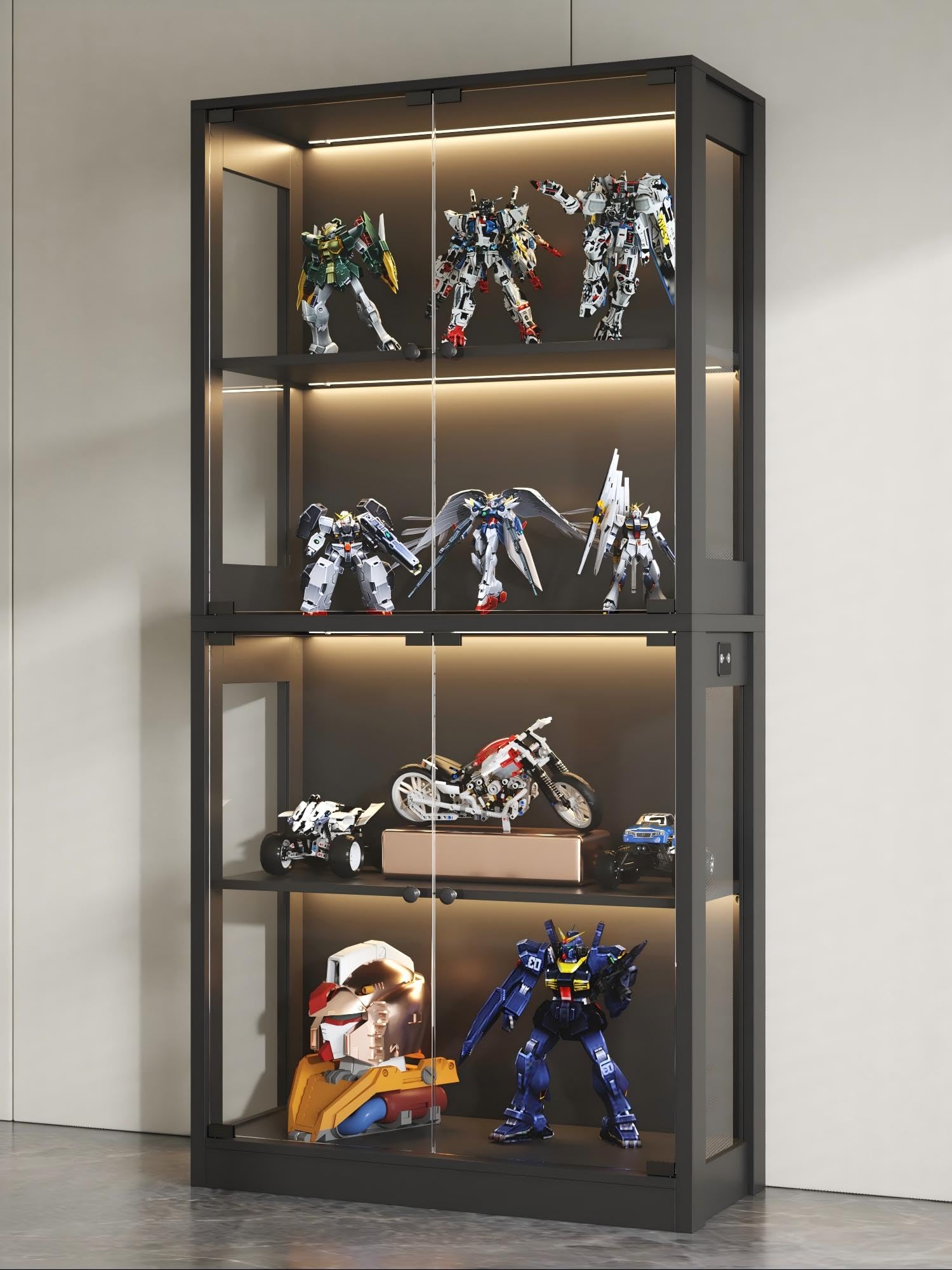 Amazon.co.jp: FUFU&GAGA ガラスケース 4段両扉タイプ センサーライト