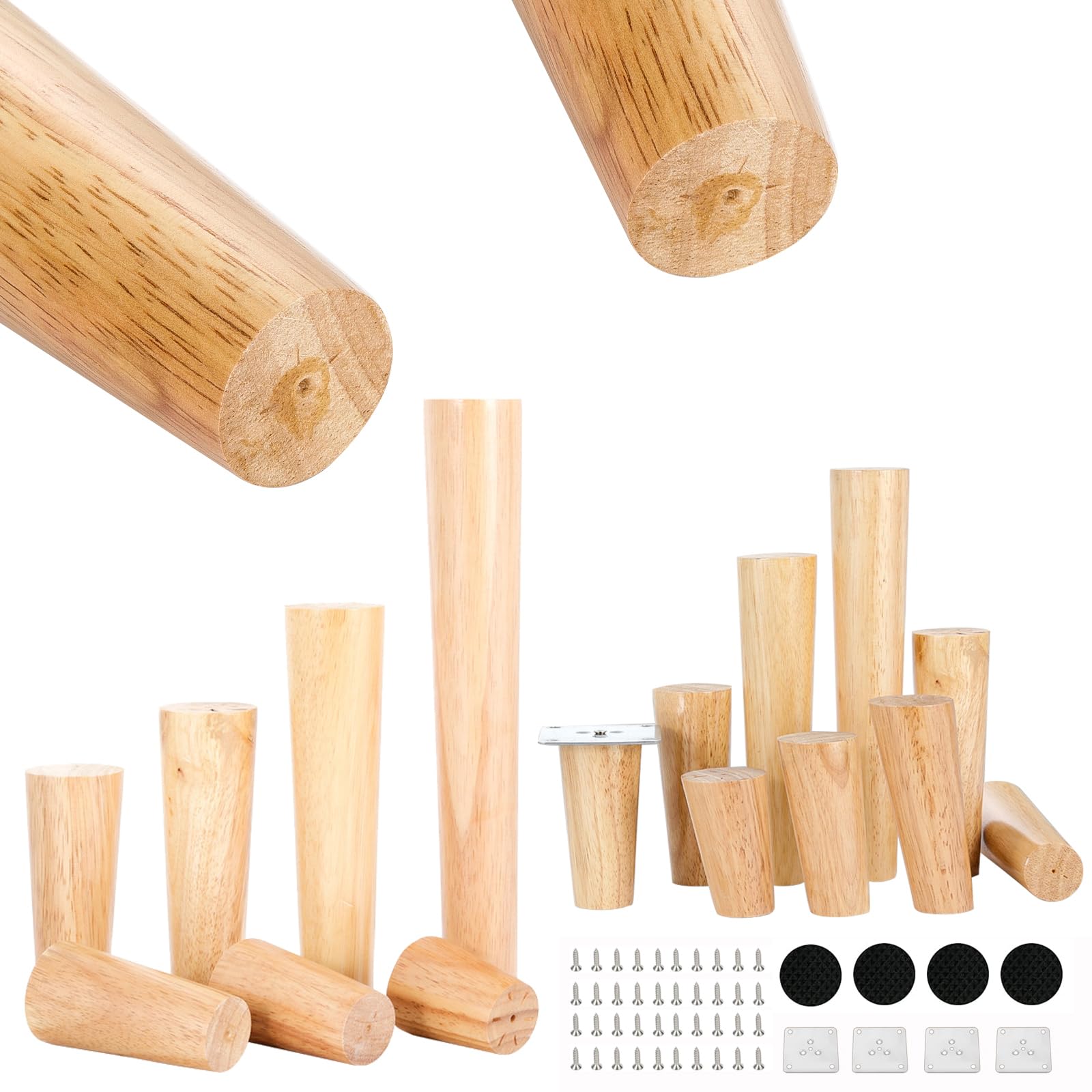 Amazon | 家具脚 4本セット 木製 無垢 テーブル 脚 後付け 家具