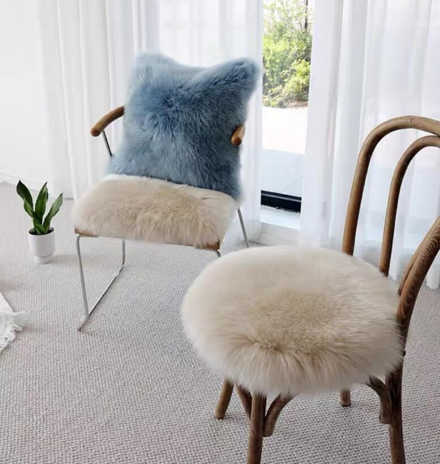 Amazon｜ムートンクッション 天然ムートン 長毛 シートクッション