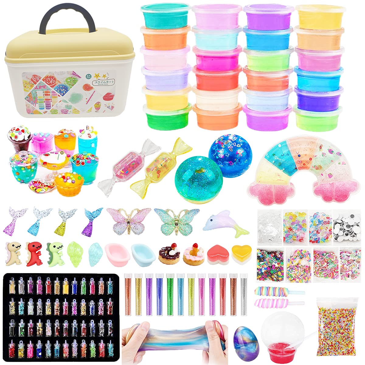 Amazon | Funk Doggie 160個 スライムキット24個粘土 DIY 金魚鉢ビーズ