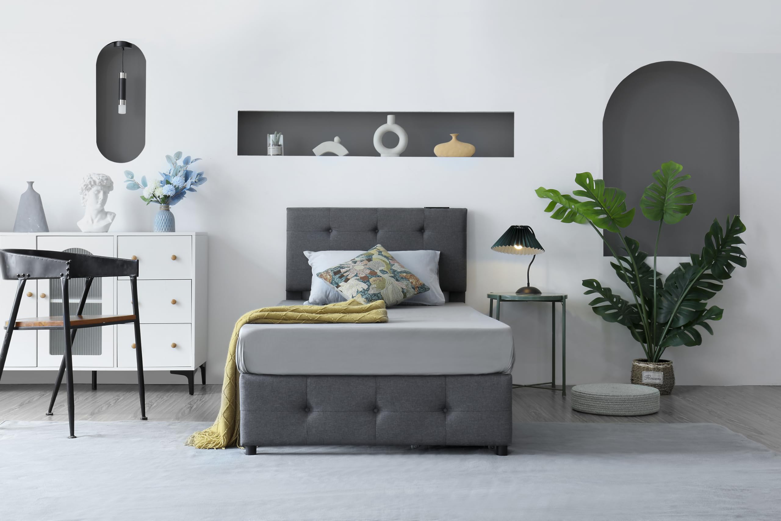 Amazon｜TOTITOM S ファブリックベッド ベッドフレームのみ 引き出し