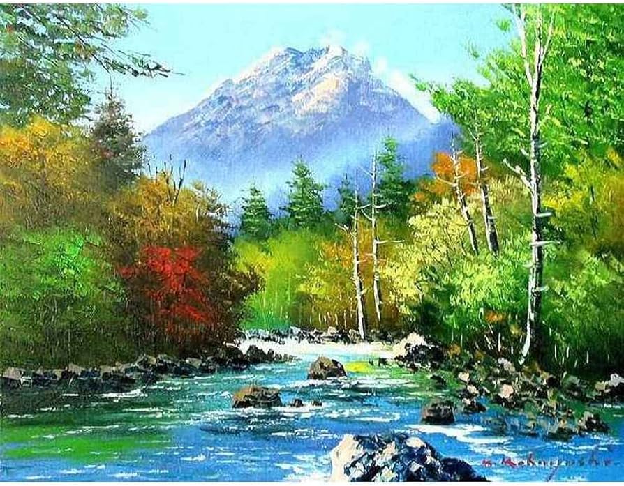 Amazon.co.jp: 小林幸三 焼岳 F20号 受注制作 油彩画 油絵 風景画 長野