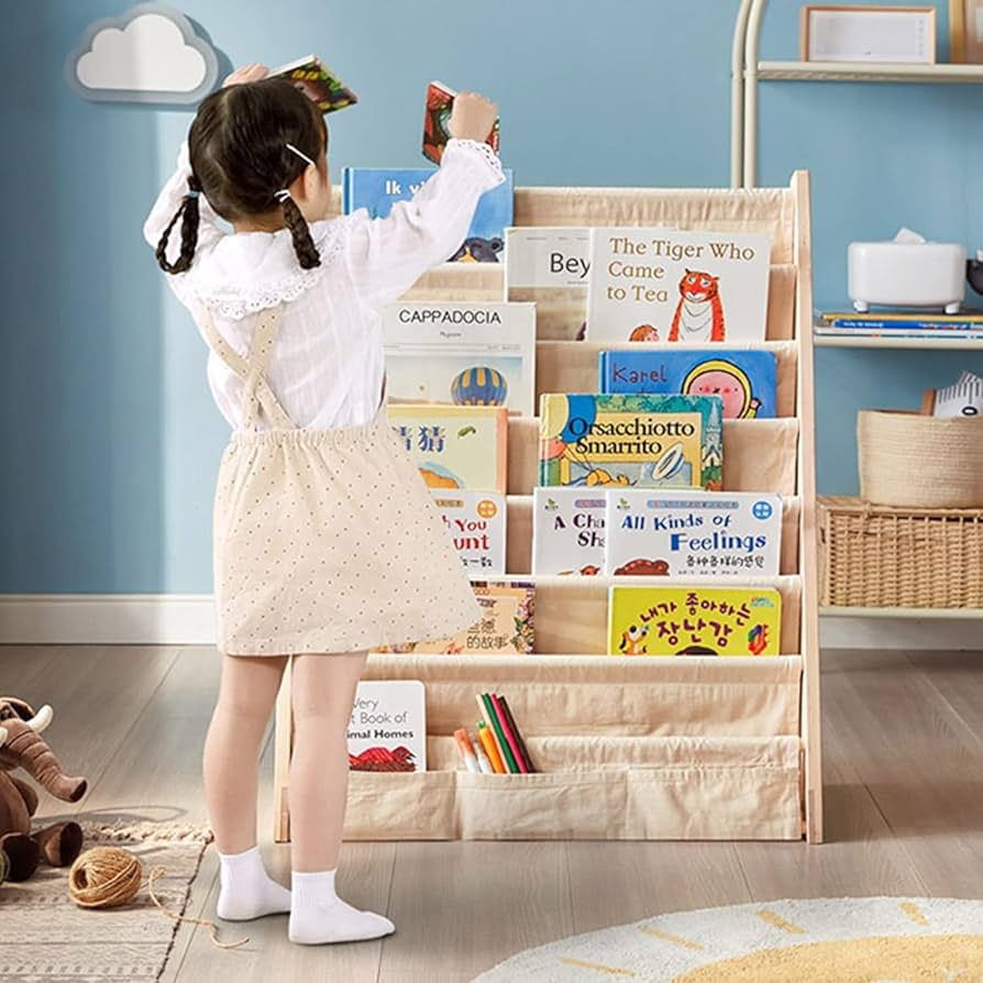 Amazon.co.jp: 絵本棚 6段 木製 マガジンラック 絵本ラック 本棚 組立