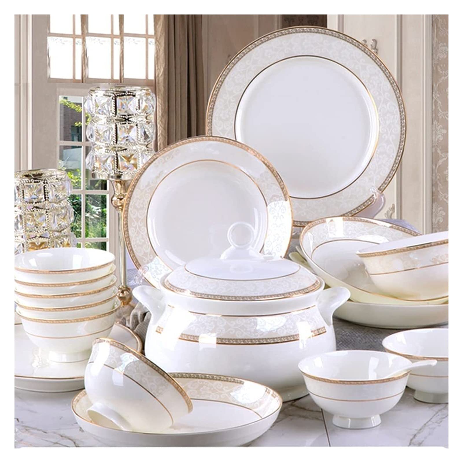 Amazon.co.jp: 56 個セラミック食器セットボーンチャイナ食器皿