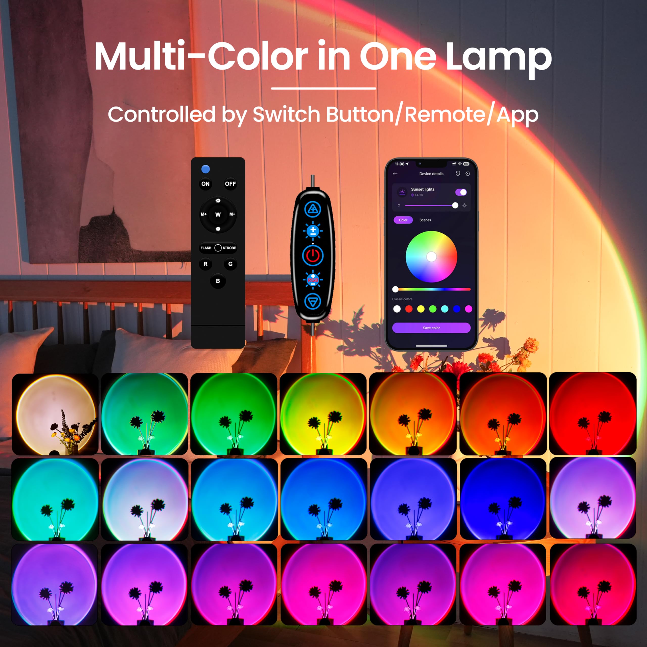 Amazon.com: XEBKOR Sunset Projection Lamp with Remote/APP Control