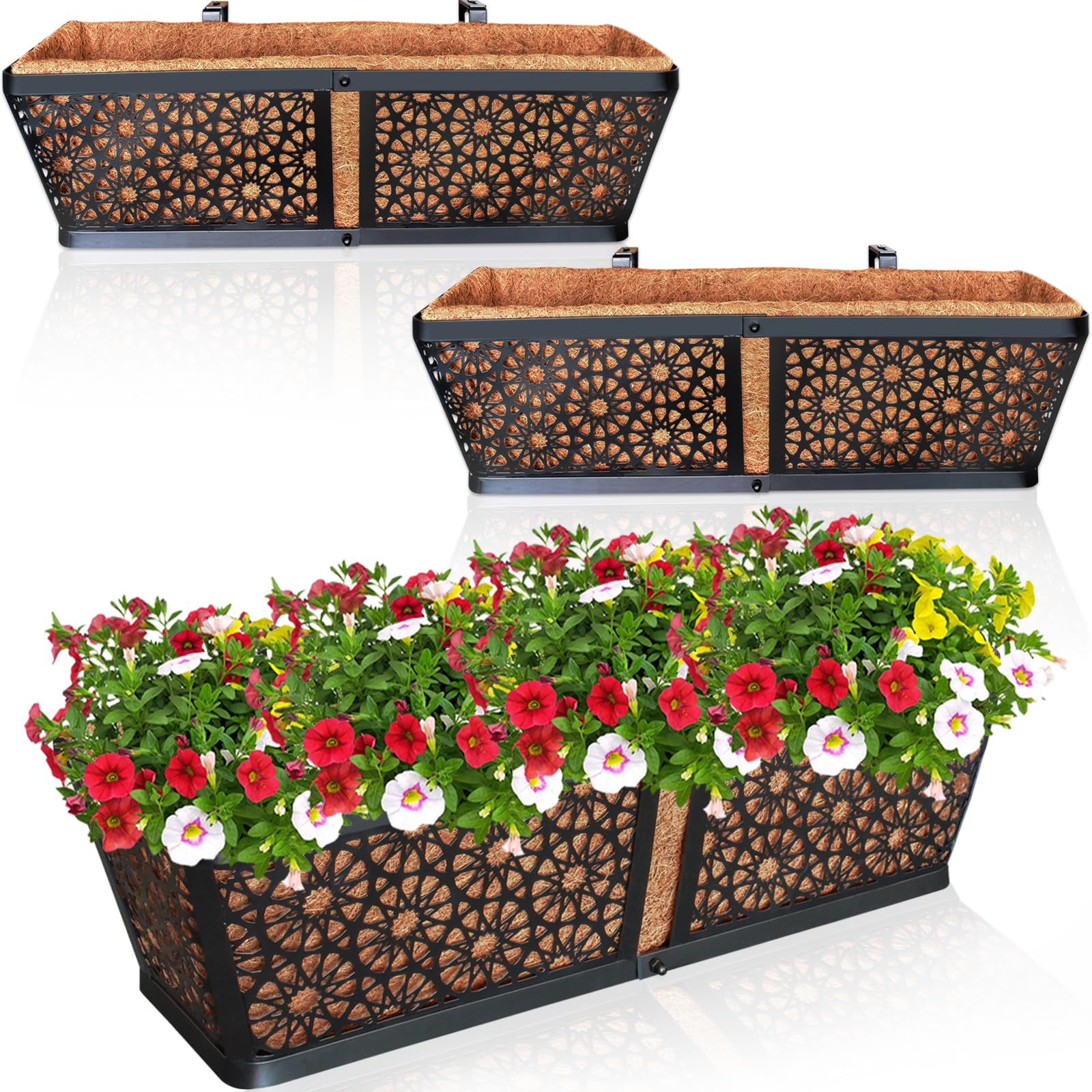 Amazon.com : ZeeDix 3Packs Window Box Railing Planter with Coco