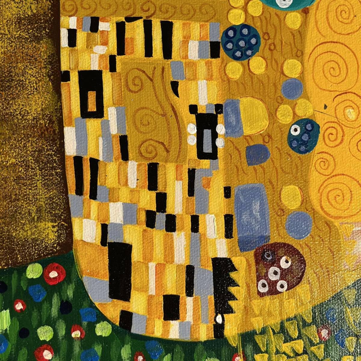 Amazon.co.jp: 秀作手書き油絵 グスタフクリムト 接吻 キス 絵画 額付