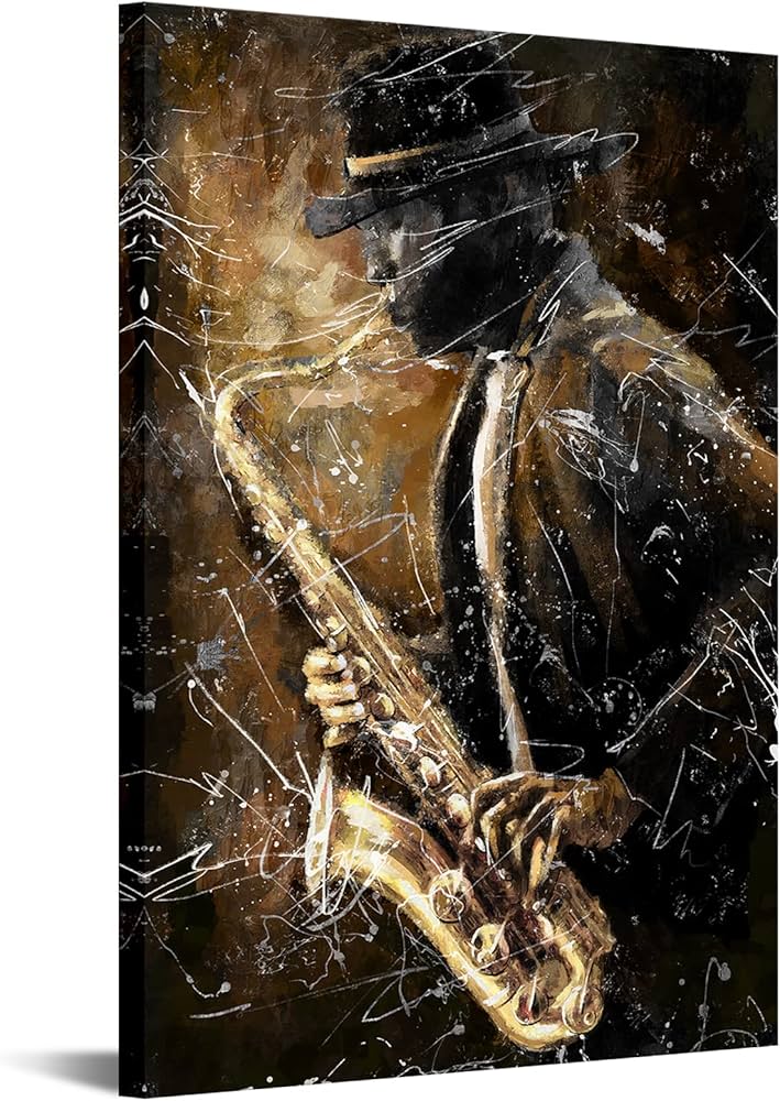Amazon.co.jp: sechars ブラック ジャズ キャンバス ウォールアート
