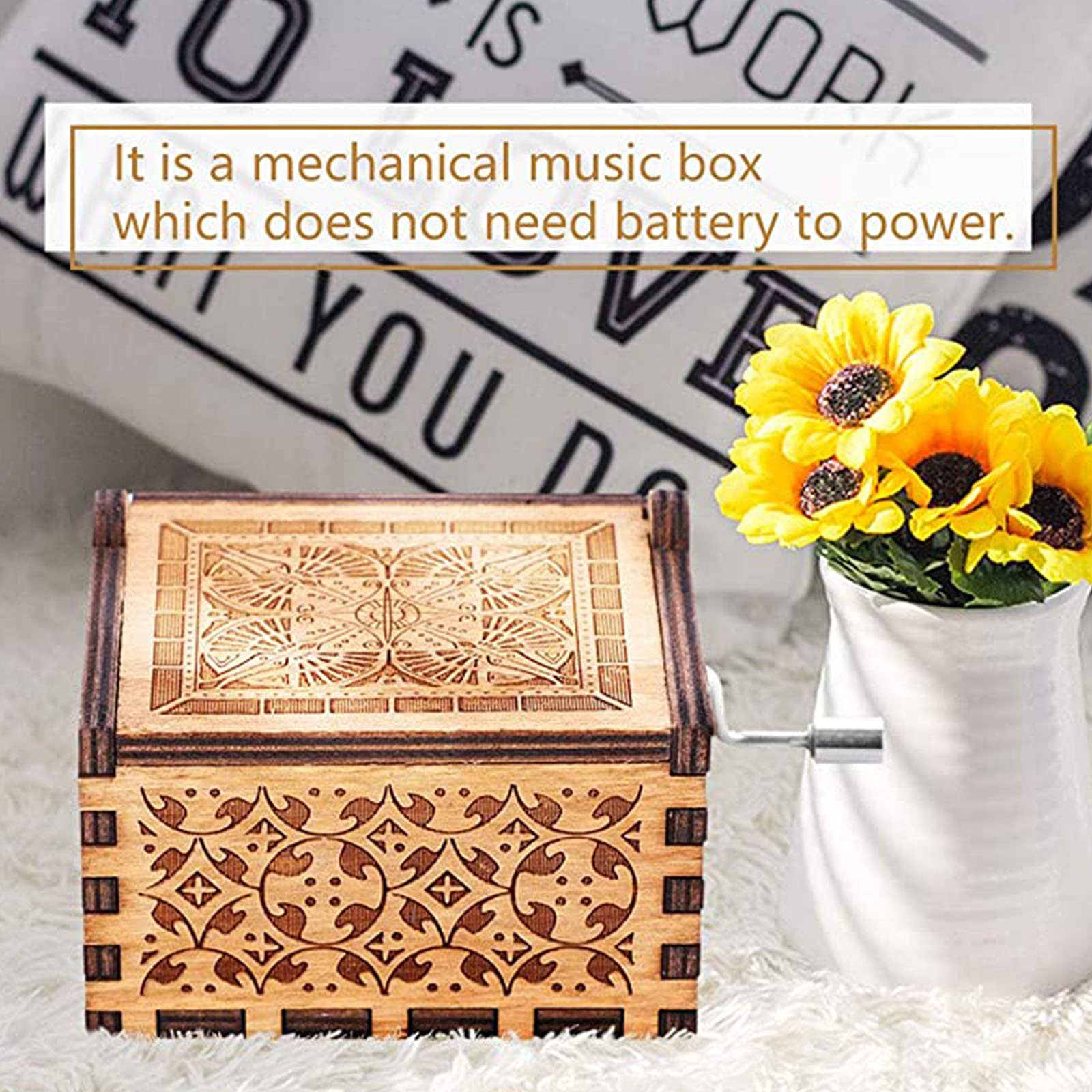 Amazon | オルゴールオルゴール木製ハンドルクランクオルゴールハリー