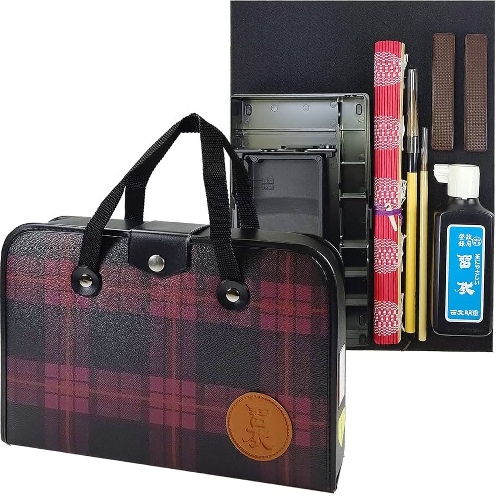 Amazon | 書道セット 2本組文鎮＆セラミック硯 ハードケース チェック