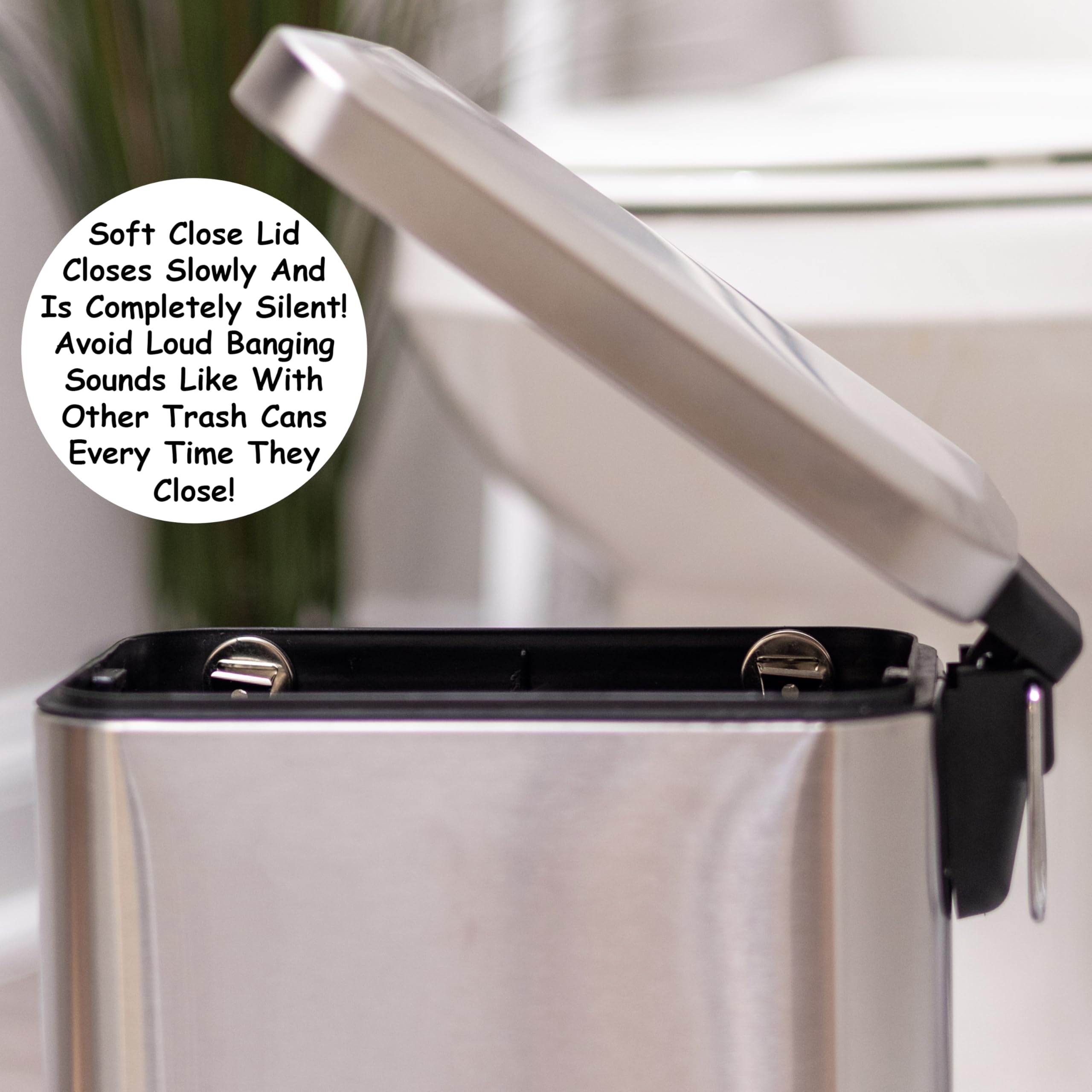 Amazon｜Homie ソフトクローズ四角形ゴミ箱 5L 袋のズレ防止クリップと