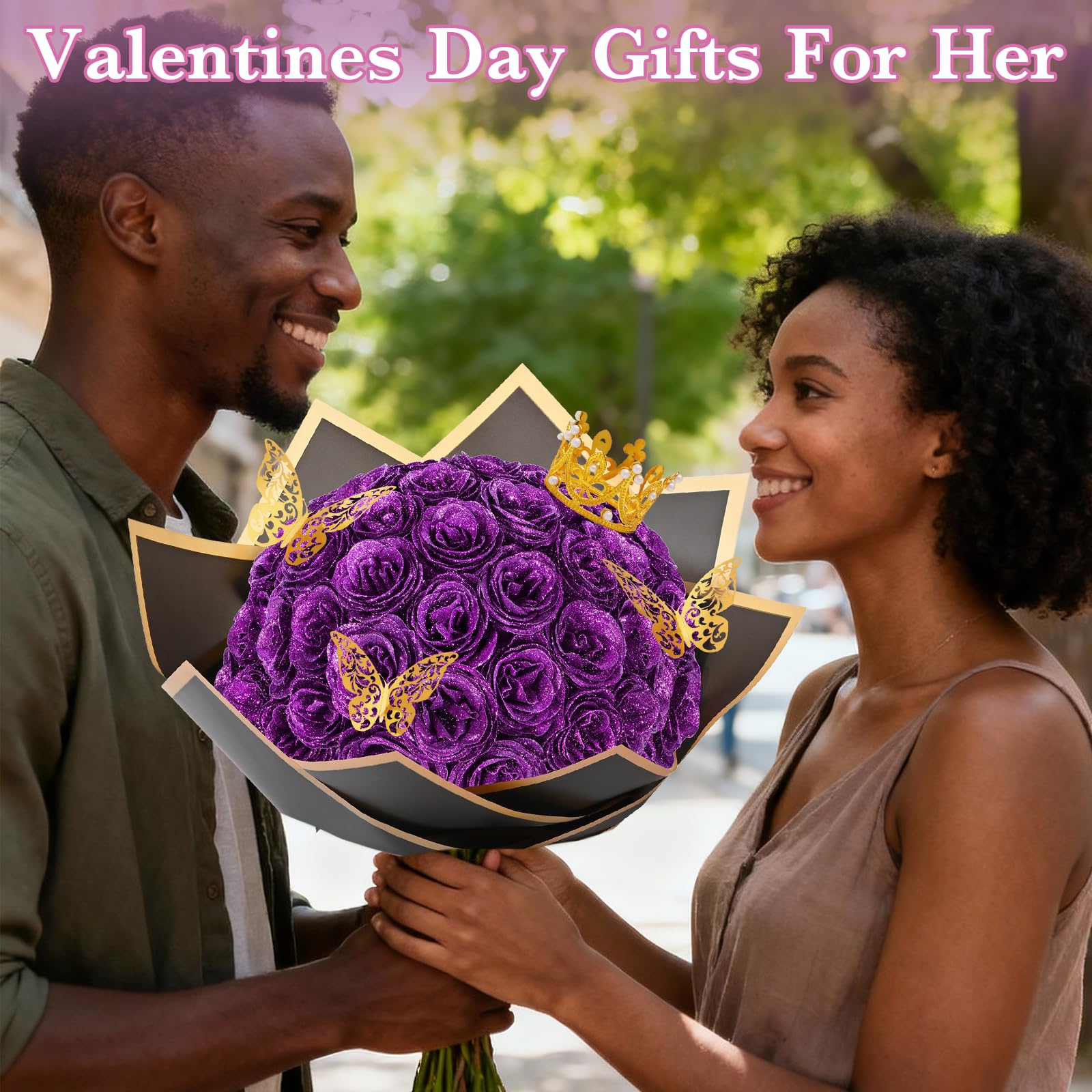 Amazon｜Waipfaru グリッターローズブーケ、DIYフェイクフラワーブーケ