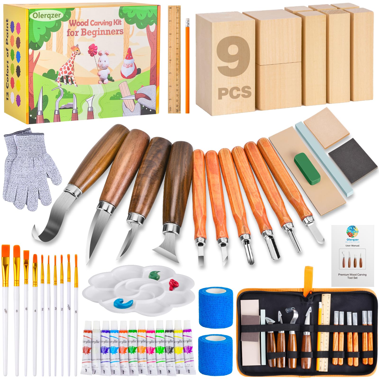 Amazon.com: Olerqzer Deluxe Wood Carving Kit Whittling Kit, 54 PCS
