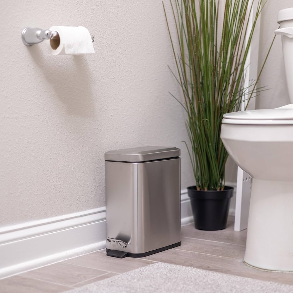 Amazon｜Homie ソフトクローズ四角形ゴミ箱 5L 袋のズレ防止クリップと