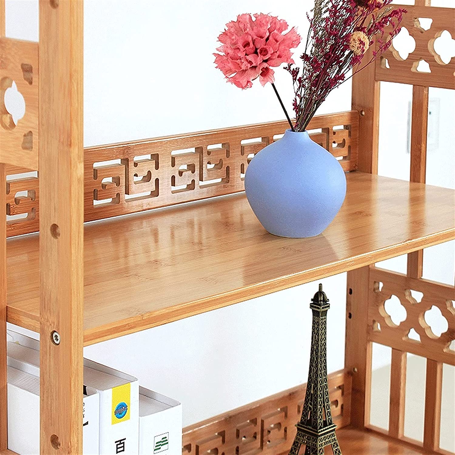 Amazon.co.jp: 回転キャスター付きアンティーク彫刻本棚 床置き本棚